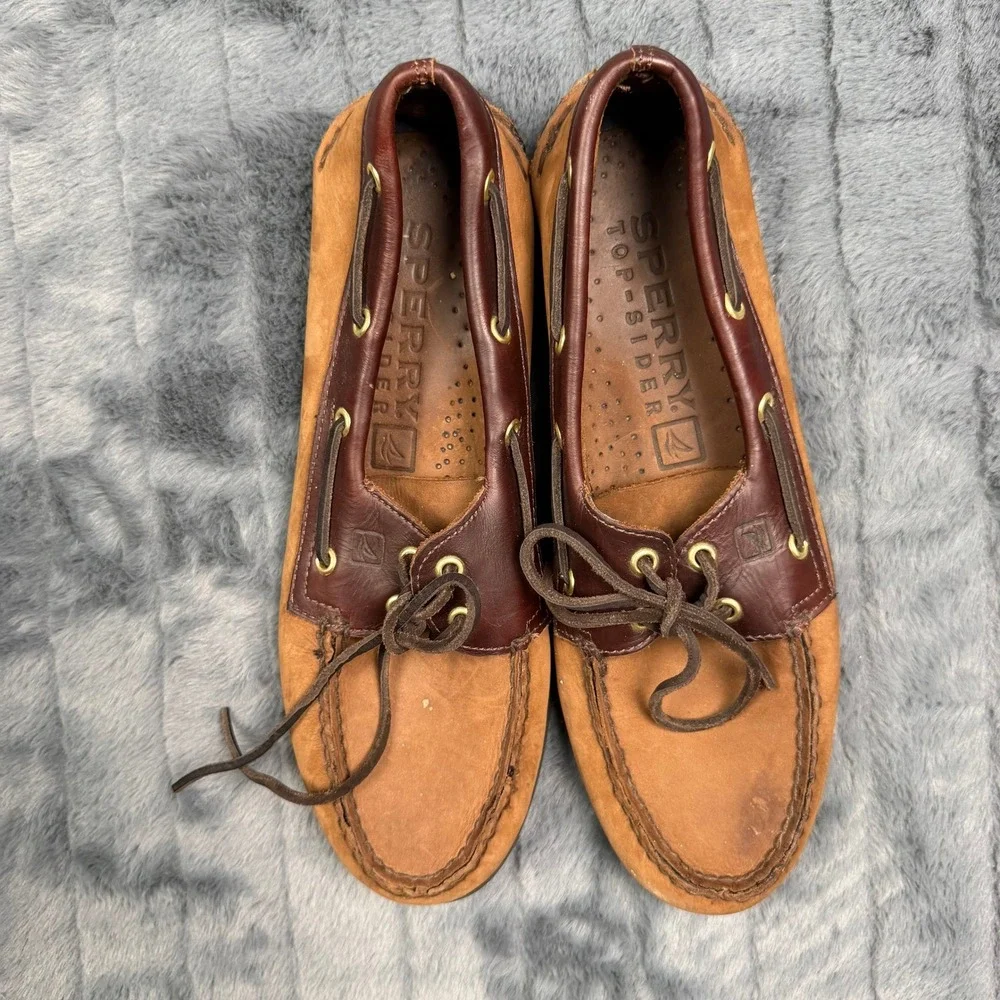 Sperry Top-Sider Boat Shoe Mens 10M Tan Brown Leather 0195412 Authentic Original